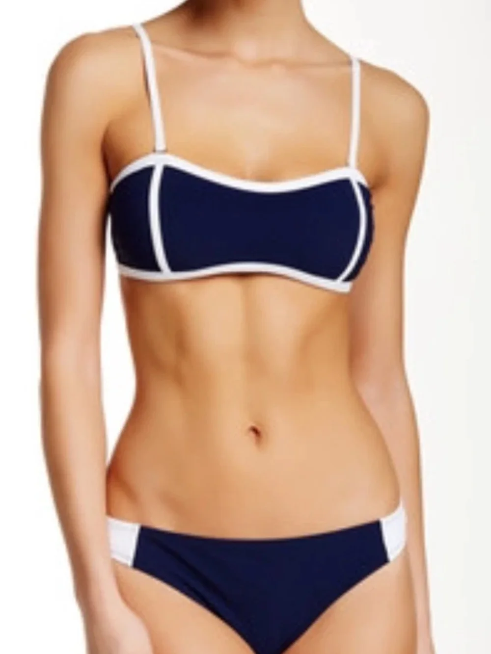 Tory Burch Lipsi Colorblock Navy and White Bandeau Top with Orange Logo Tag